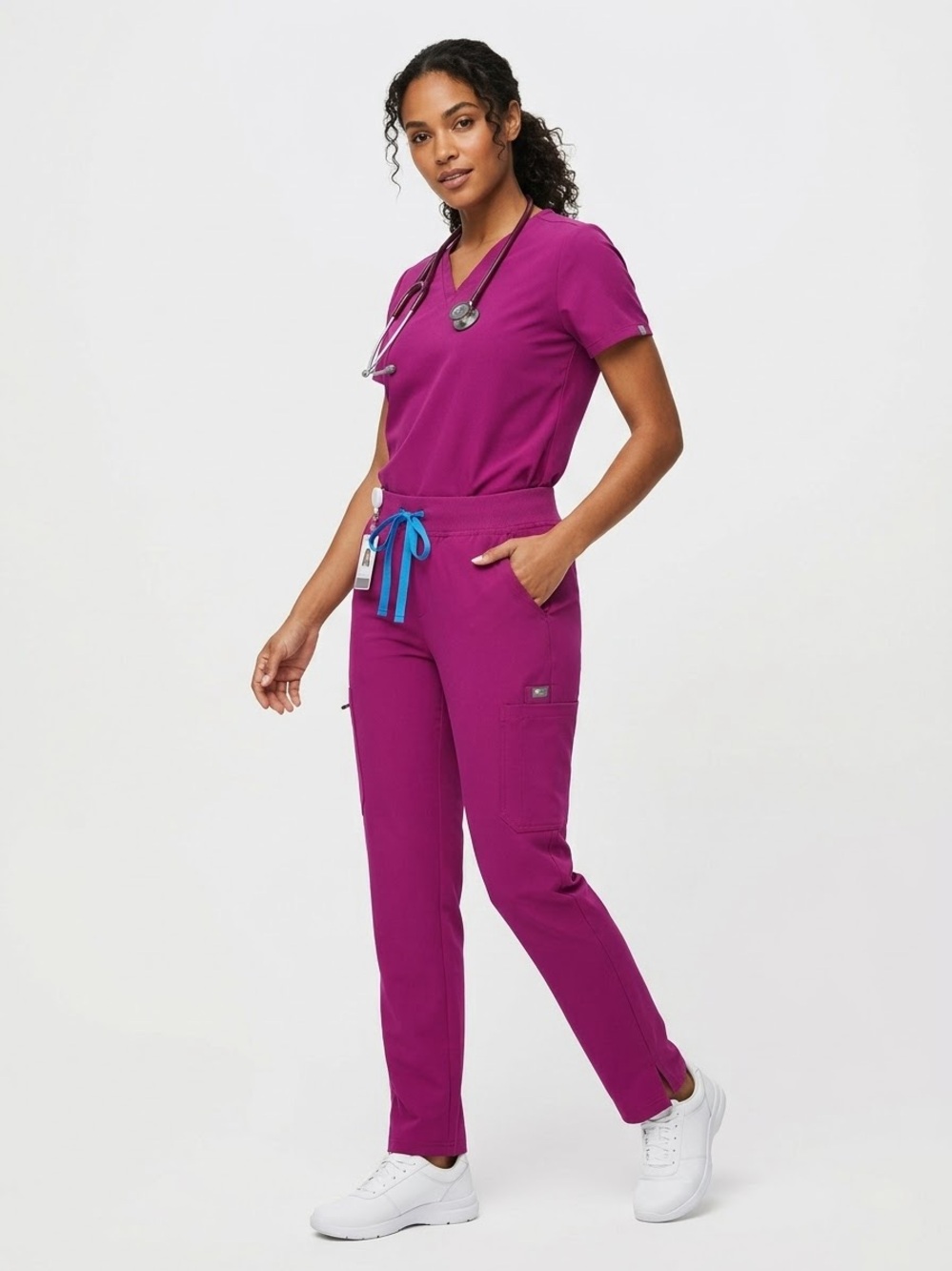 Figs Yola Skinny Magenta Drawstring Scrub Pants Size S/P PO 2624